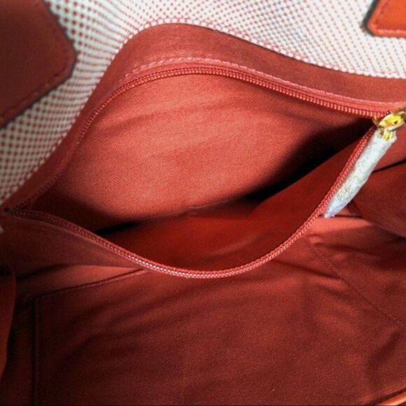 TORY BURCH Handbag Ella Vermilion Canvas x Leather Big Logo Genuine Product - Picture 8 of 10